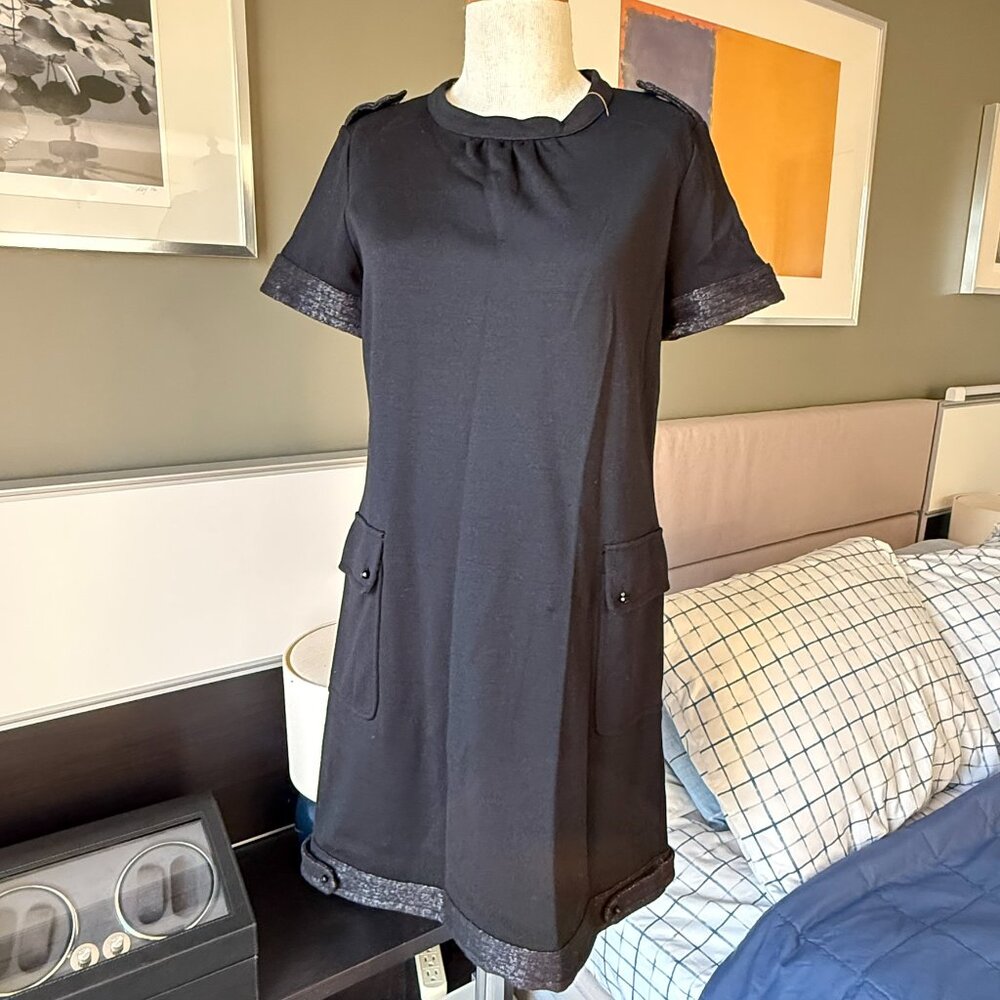 - Guy Rover 100% Virgin Wool Shift Dress in Black Fall Winter Italy 44 or US MED